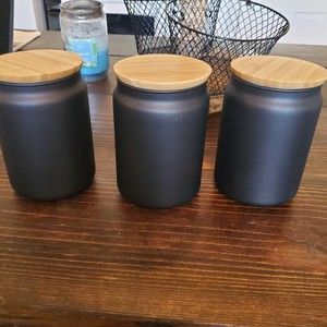 3 NEW IKEA Black Canisters *